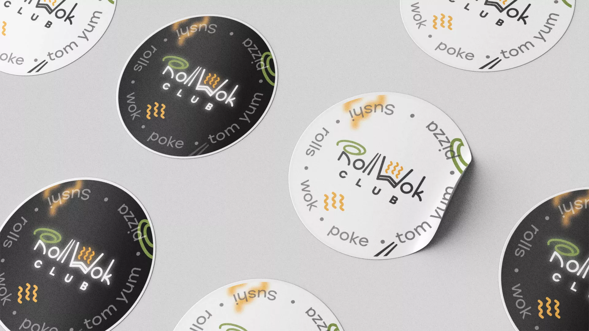 Разработка наклеек для суши-бара «Roll Wok Club» в Красном Сулине